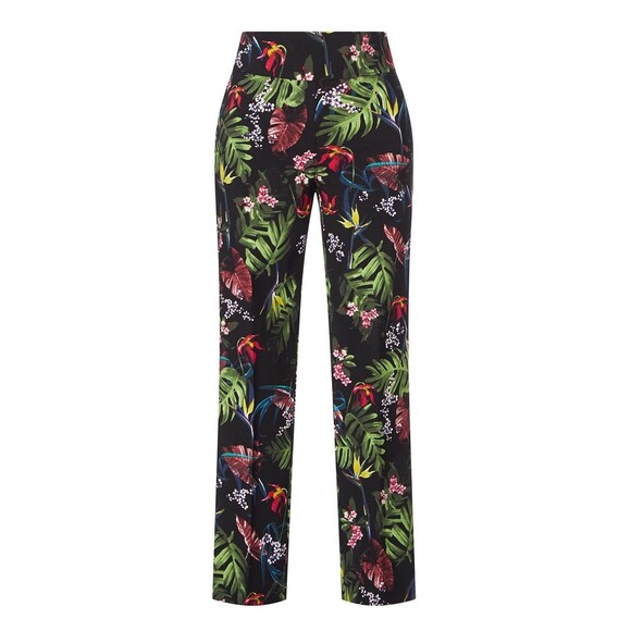 Joseph Ribkoff Crop Pull On Trousers Size 6 Tropical Print Stretch Pant - Picture 1 of 16